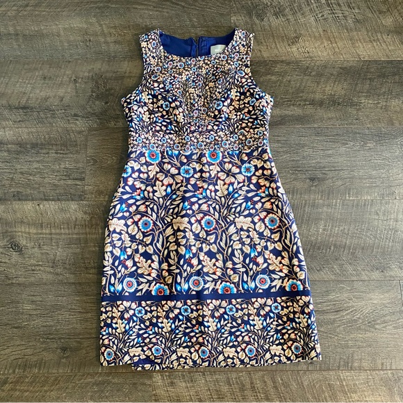 Anthropologie Maeve Sleeveless Dress 4 Brindille Sheath Floral Paisley Tapestry - Picture 1 of 6